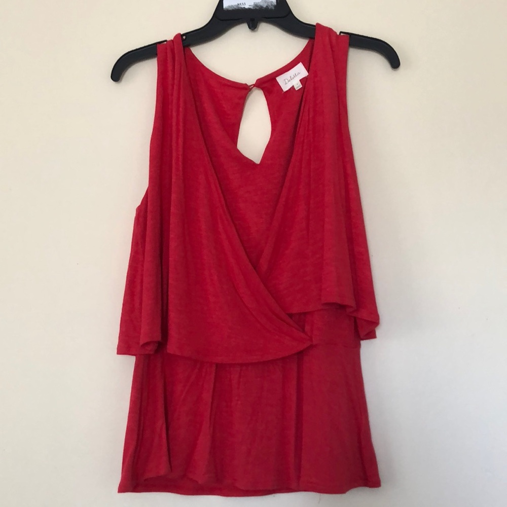 Deletta Anthropologie Red Wrap Top